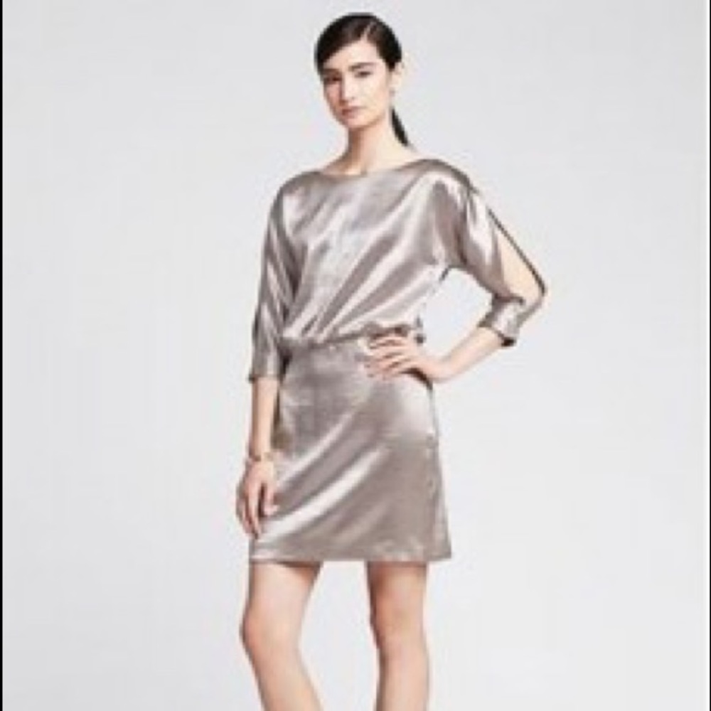 NWT Gold shimmery Banana Republic Monogram dress